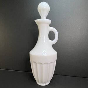Vintage Milk Glass Cruet Decanter With Stopper